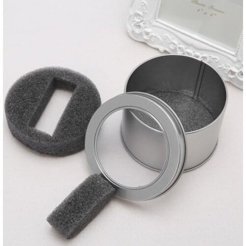 Round Metal Jewelry Wrist Watch Display Box Storage Organizer Case With Cushion