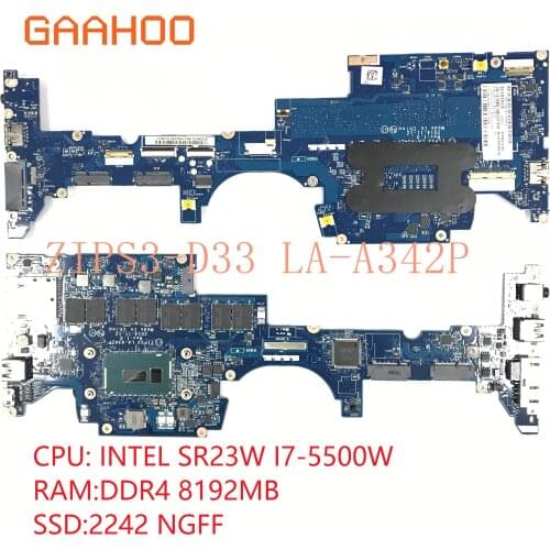 Laptop Mainboard For Lenovo Thinkpad S1 Yoga12 motherboard ZIPS3 LA-A342P SR23W I7-5500U 5th gen 8GB Memory works