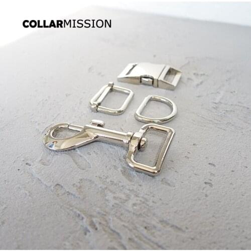 Metal buckle+adjust buckle+D ring+metal dog clasp/set) DIY dog collar For 25mm Webbing High Quality Plated buckles