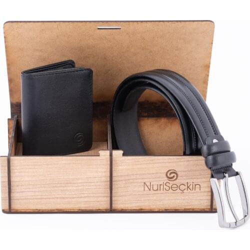 Fashion Men 2 pcs Luxury Gifts Set Top Quality Leather Wallet Leather Belt Wrist For Men Valentines Christmas Group Combine Set