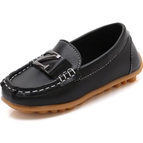 Baby Boys Leather Shoes Children Loafers Slip-on Soft Leather Kids Flats Fashion Letter Design Candy For Toddlers Big Boys