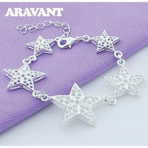 New Fashion 925 Jewelry Stars Bracelets For Women Valentines Day Silver Plated Jewelry Gifts