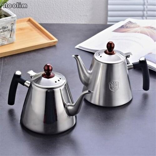 NOOLIM Brand New 1.2L Stainless Steel Tea Pot 17cm x 14cm Coffee Pot New Design with Silicone Hand Heat Resistant
