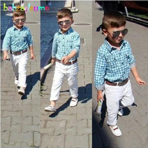 Gentleman style Teen Boys Clothing Fashion Plaid Shirt Pant 3pcs set Toddler Boy Clothes Children Kids Outfits Baby Suit BC1105