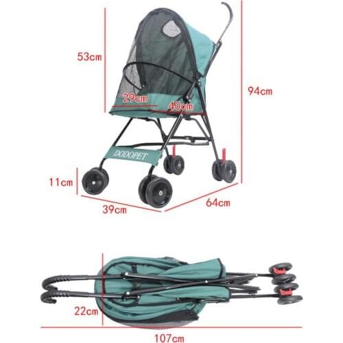 One key Folding small dog handcart Portable Pet Stroller Pet trolley with brake