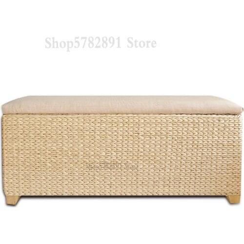 Rattan Storage Stool Storage Stool Can Sit Adult Extra Large Multifunctional Storage Box Solid Wood Sofa Stool For Shoe Stool