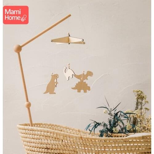 1set Wooden Dinosaur Bed Bell Play Gym 0-12 Months Baby Rattle Newborn Educational Crafts Frame Mobile Holder Toy Gifts Hanging