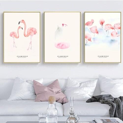 Flamingo Nordic Poster Wall Art Canvas Paintings Pink Posters Animal Print Wall Pictures Girl Baby Room Decor Quadri Home Decora