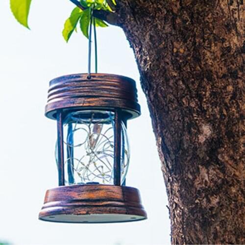 Retro Solar Lantern Lamp IP64 Waterproof Decorative Light for Yard Garden Lawn Landscape Pavilion