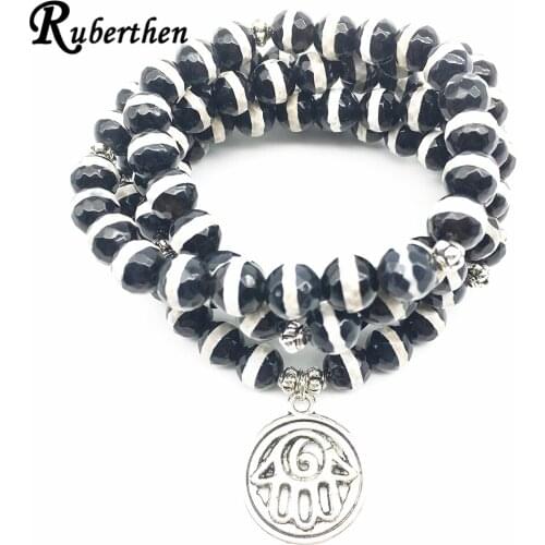 Ruberthen 2018 New Women`s Bracelet Fashion Hamsa Women Bracelet or Necklace 108 Mala Trendy DZI Beads Yogi Bracelet