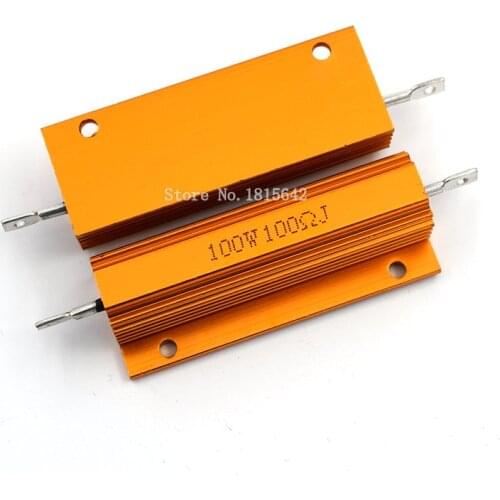 RX24 100W 100R 100RJ Metal Shell Aluminium Gold Resistor High Power Resistance Golden Heat Sink Resistor 100 Watt 100 ohm