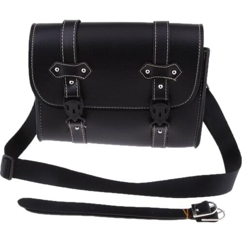 Motorcycle Saddle Bag Side Storage Luggage Fork Tool Pouch for Harley (Black)