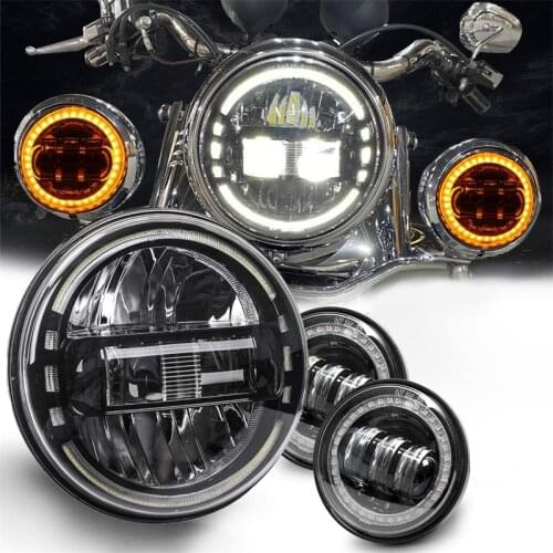 7 Inch motor LED Headlight 4.5 Inch Fog Lamps LED Auxiliary Fog Passing For Motorcycle Electra Glide Softail Fat Boy Touring