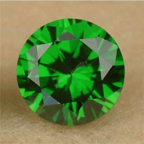 4~15mm 5A Dark Green Color Gems Round Shape Brilliant Cut Synthetic Cubic Zirconia Stone Beads Loose Zircon CZ Gems For Jewelry