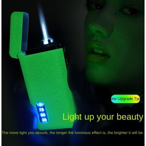 New Windproof Luminous USB Lighter Torch Plasma Dual Arc LED Lighter Gas Rechargeable Electric Butane Lighter Jet Gadgets Man