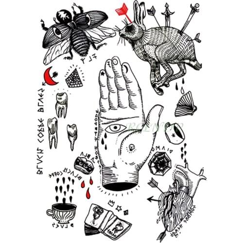 Waterproof Temporary Tattoo Sticker Rabbit bee hand dagger Eye fake tatto flash tatoo tatouage temporaire for women girl men