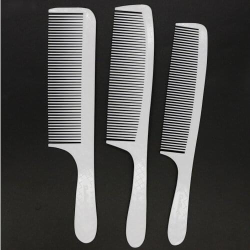 High Quality 1 Piece Unbreakable Men Haircut Comb 3D Anti Slide Handle Hairdressing Comb For Trimmer White Hair Cutting Men Comb