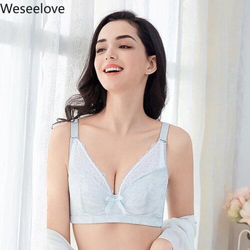 Weseelove New No Sponge Bra Soutien Gorge Femme Comfortable and Sexy Plus Size Underwear Lace Bralette Womens Lingerie X24-4