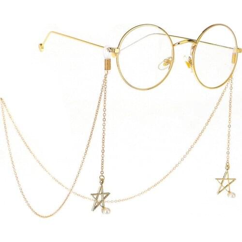 Metal Glasses Chain for Women Fashion Star Strawberry Pendant Eyeglass Sunglasses Cord Holder Eyewear Lanyard Neck Strap Rope