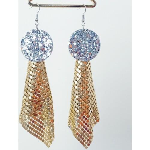 2021 New Sexy Night Wind Sequins Blingbling Round Glitter Drop Earrings for Women