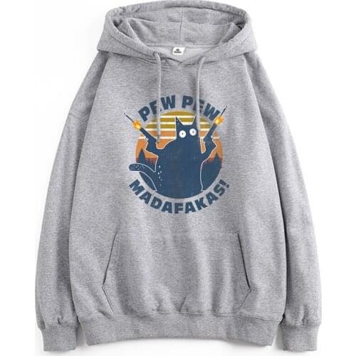 Pew Pew Madafakas Cat Sweatshirts Woman Fashion Polyester Hoodie Long Sleeve K-pop Pullovers Leisure Autumn 2021 Tops Casual
