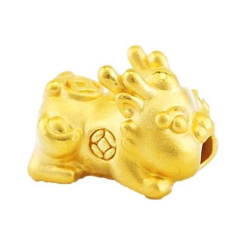 1PCS Pixiu Pure 24K Yellow Gold Pendant Small Pixiu Baby Bead Pendant 999 Best Gift