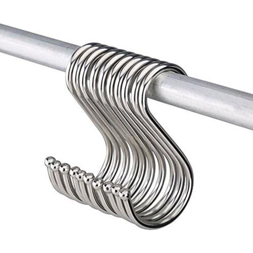 10Pcs/set Stainless Steel Round S Shaped Hooks House Kitchen Pot Pan Hanger Clothes Storage Rack Tool Kitchen Tools