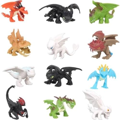 12pcs/set How To Train Your Dragon The Hidden World Toothless Night Fury Mini Anime Figure PVC Action Figures Model Dolls Toys