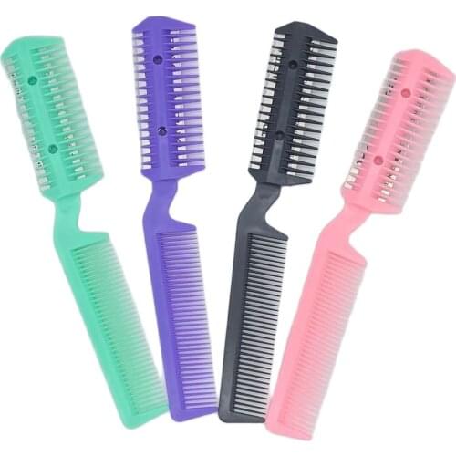 12 PCS/Lot 4 Color Razor Comb Hair Cutter Thinning Shaper Comb 2 Razor Blades Trimmer Barber Remover Tool Super