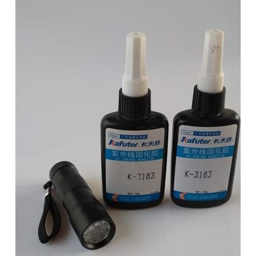 2pcs Kafuter 50g K-3183 UV glue +portable UV flashlight PCB lead fixing glue glass plastic PCB board adhesive