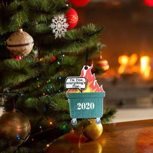 2020 Personalized Dumpster Fire Christmas Wooden Christmas Tree Pendants Ornament D50