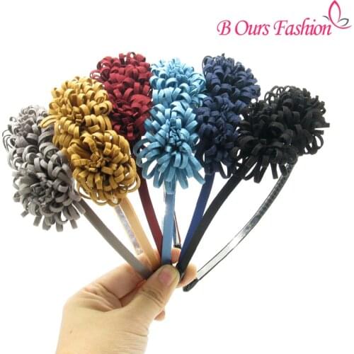 2021 fashion suede tessal flower hairband children fashion hair accessories plastic band with gripes teeth