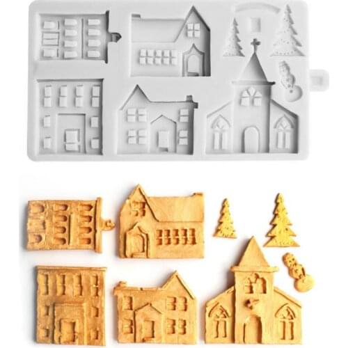3D Christmas Gingerbread House Silicone Mold Chocolate/Cookies/ Gumpaste/Sugarcraft Mould Fondant Cake Decorating Tools