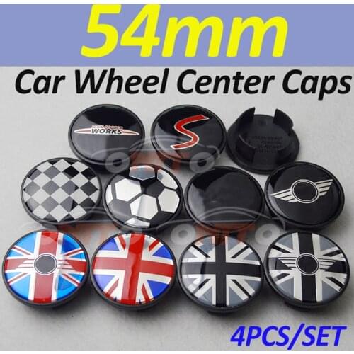 4pcs Car Logo Badge Emblem Rims Wheel Hub Center Caps 54mm 5.4cm for Mini R50 R52 R55 R56 R57 R58 R59 R60 R61 F55 F56