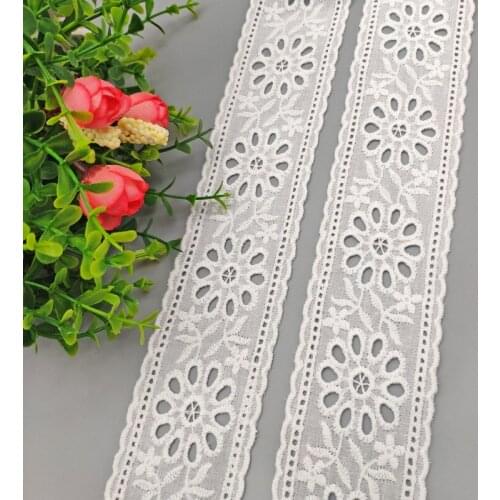 5Meters/Lot 5cm Hollow Out Floral Embroidered Beige Lace Ribbon DIY Apparel Sewing Fabric Home Textile Garment Cotton Lace Tape