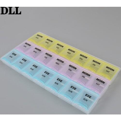 7 Days Weekly Transparent 21 Compartment Lid Tablet Pill Box Holder Medicine Storage Organizer Case Container