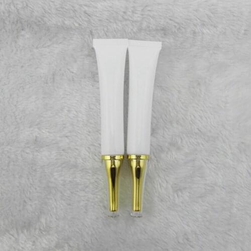 50pcs 30 ml white plastic tube with golden acrylic horn cap ,BB Cream Eye Cream liquid tube, cosmetics packaging empty bottles