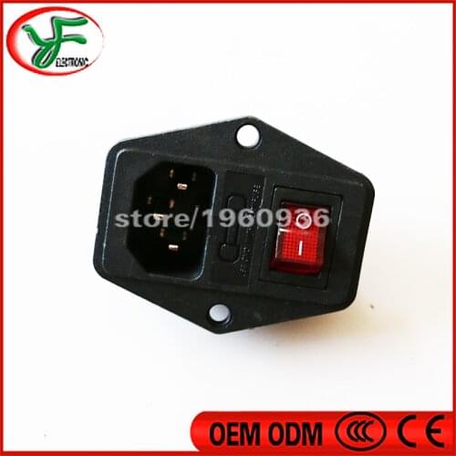 Free shipping 5pcs/lot 10A 250V Inlet Module Plug Fuse Switch Male Power Socket 3 Pin IEC320 C14 for game machine parts
