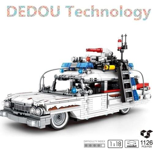 DEDOU Toy High-Tech Ghost Hunting Car Building Block Model Childrens Educational Early Education Fight Small Particle Building