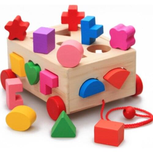 Wooden fifteen hole intelligence shaped block box Baby early childhood educational toy hot-selling
