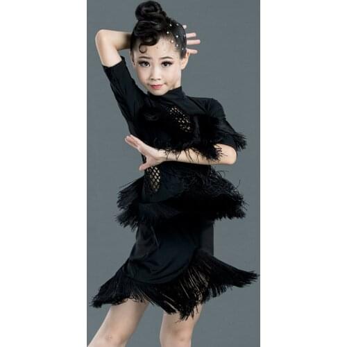 New Children Latin Dance Dress 2020 new Spring Autumn Girls Competition Performance Fringe Dress Backless Tassel Dress