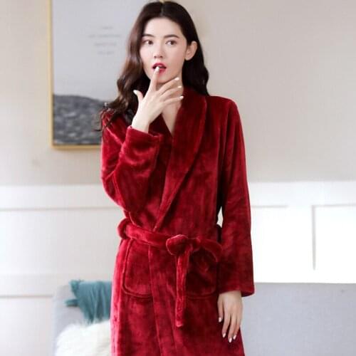 Home Clothes For Women Bathrobe Dressing Gown Thick Warm Flannel Sleepwear Robe Kimono Nightgowns Winter Pajamas Bridesmaid Robe