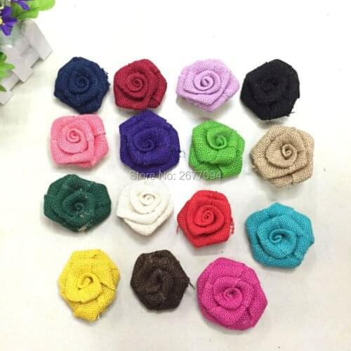 15pcs/Lot Handmade Jute Burlap Hessian Flowers Rose DIY Accessories Party Event Wedding Supplies Home Decoration Rose Flowers