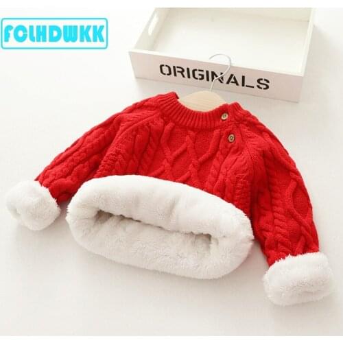 FCLHDWKK Pure Color Thicken Winter Baby Girl Sweater Boy Girls Kid Thicken Knitted Bottoming Shirts Pullover Sweaters 18M-8T