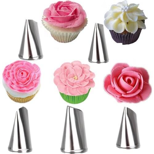 HILIFE Stainless Steel DIY Cake Cream Decoration Baking Cupcake Pastry Tools 5 Pcs/set Icing Piping Nozzles Rose Petal Nozzles