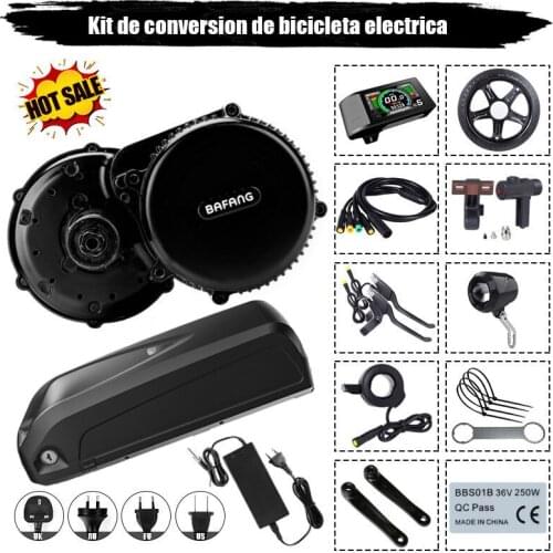EU US No tax 36V 250W BBS01B Bafang mid drive electric motor kit with 36V 13Ah 21AH Li-ion ebike battery with USB+charger