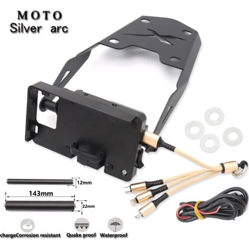 Motorcycle Mobile Phone Holder For Kawasaki VERSYS X300 X250 Rechargeable GPS Navigator Mounting Aluminum Plastic Black