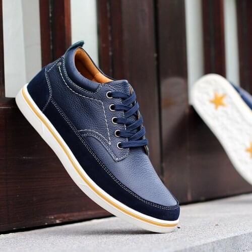 Mens Trend Sport Shoes Summer Genuine Leather Breathable Casual Sneakers Comfortable Fashion Slip-Non Male Skateboard Shoes