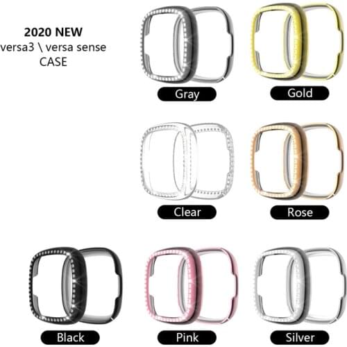 Screen Protector Soft Cover for Fitbit Versa 3/ Sense Watch Case Lightweight PC Bumper Scratch-resistant Shell Accessories