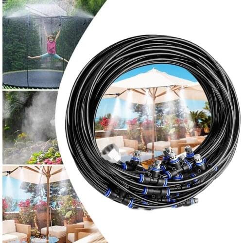 5-20M Outdoor Brass Nozzle Water Cooling Misting System Water Mist Fog Nebulizer Garden Sprayer System Water Spray Kit Patio